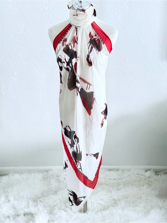 AB Soul Tops - Rare Editorial VTG AB/SOUL Italy Silk Y2K Graphic Halter Dress Tunic Euro-Chic